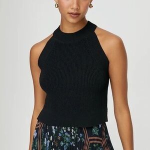 Aritzia Wilfred Crevier Black Knit Sleeveless High Neck Top XS